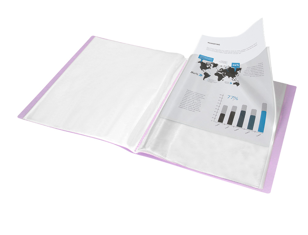 CARPETA LIDERPAPEL ESCAPARATE 60 FUNDAS POLIPROPILENO DIN A4 LAVANDA OPACO