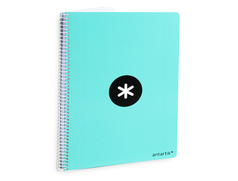 CUADERNO ESPIRAL A4 ANTARTIK TAPA DURA 80H 90GR CUADRO 4MM CON MARGEN COLOR MENTA