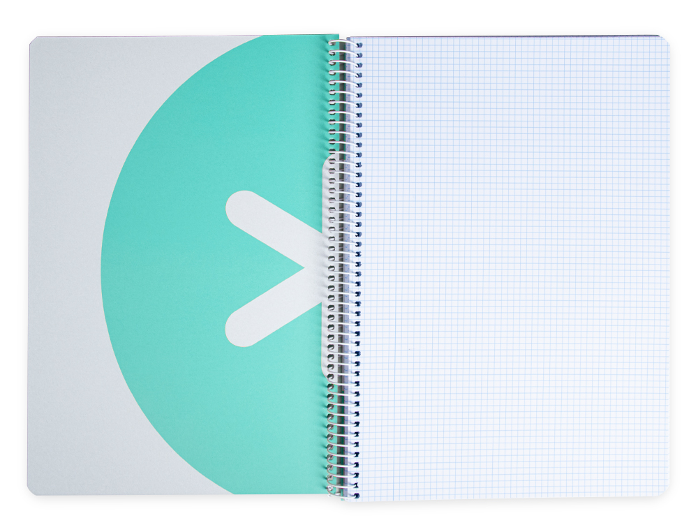 CUADERNO ESPIRAL A4 ANTARTIK TAPA DURA 80H 90GR CUADRO 4MM CON MARGEN COLOR MENTA