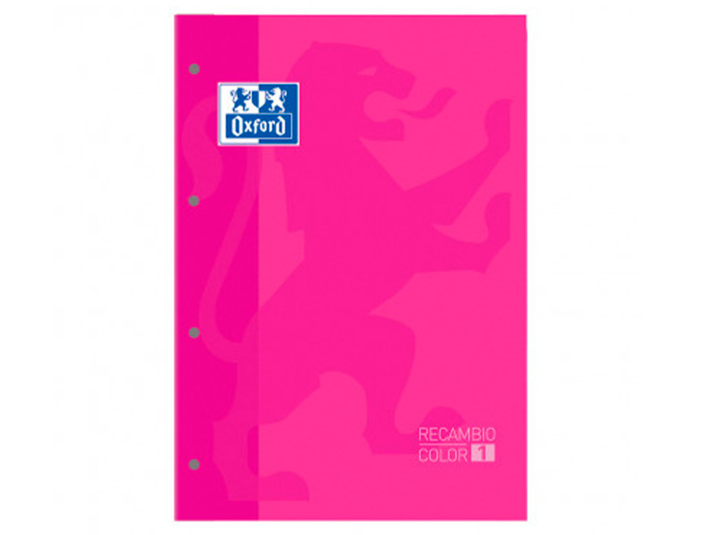 RECAMBIO COLOR 1 OXFORD DIN A4+ 80 HOJAS 90 GR CUADRO 5 MM 4 TALADROS COLOR FUCSIA