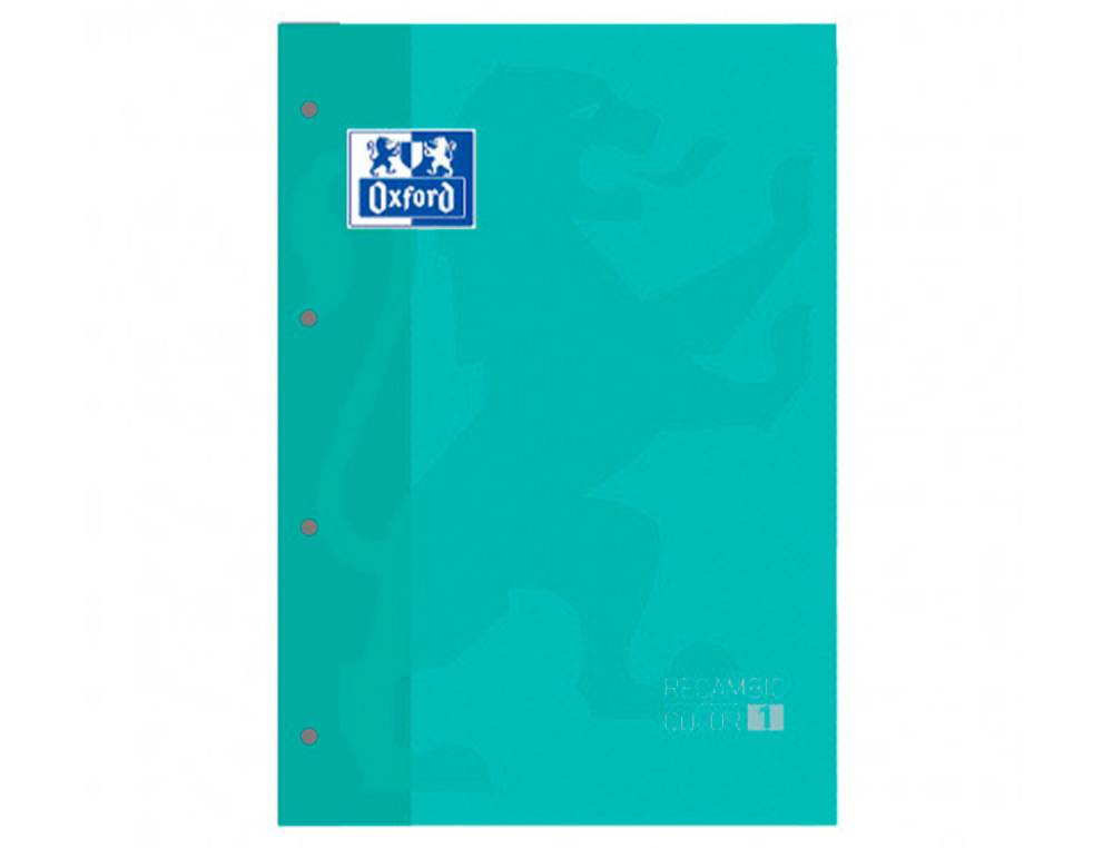 RECAMBIO COLOR 1 OXFORD DIN A4+ 80 HOJAS 90 GR CUADRO 5 MM 4 TALADROS COLOR ICE MINT