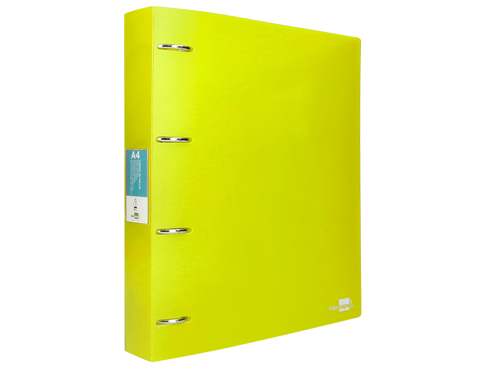 CARPETA LIDERPAPEL 4 ANILLAS MIXTAS 40 MM POLIPROPILENO DIN A4 AMARILLO FLUOR OPACO