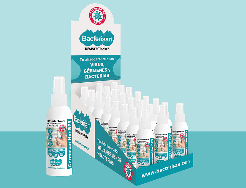 LIMPIADOR HIGIENIZANTE DESINFECTANTE GERMOSAN BP3 PARA SUPERFICIES Y MOBILIARIO BOTE PULVERIZADOR 60 ML