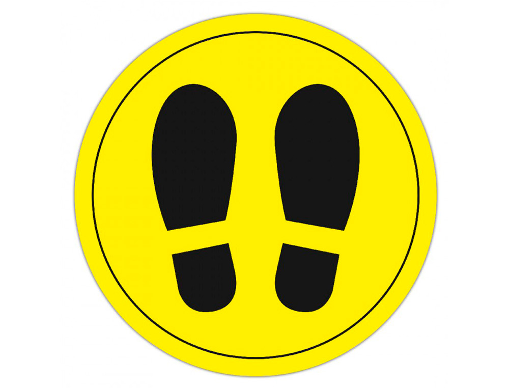CIRCULO DE SEÑALIZACION ADHESIVO APLI PARA SUELO PVC 100 MC PIES COLOR AMARILLO/NEGRO DIAMETRO 30 CM