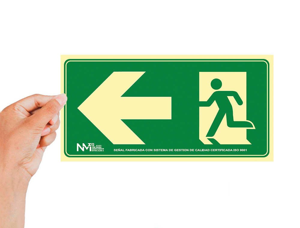PICTOGRAMA ARCHIVO 2000 SALIDA DE EMERGENCIA IZQUIERDA PVC VERDE LUMINISCENTE 160X320 MM