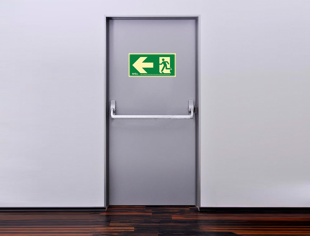 PICTOGRAMA ARCHIVO 2000 SALIDA DE EMERGENCIA IZQUIERDA PVC VERDE LUMINISCENTE 160X320 MM