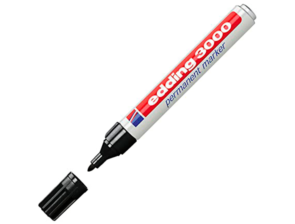 ROTULADOR EDDING MARCADOR PERMANENTE 3000 NEGRO N.1 PUNTA REDONDA 1,5-3 MM BLISTER DE 1 UNIDAD