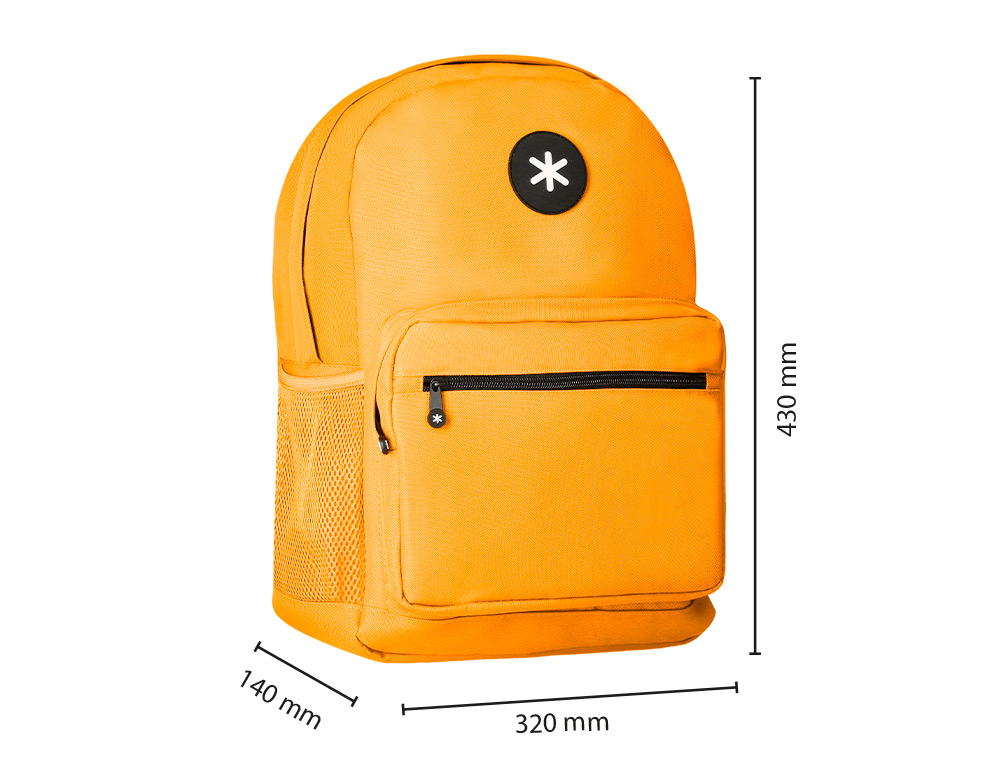 MOCHILA ANTARTIK CON ASA Y BOLSILLO FRONTAL CON CREMALLERA COLOR MOSTAZA 320X140X430 MM