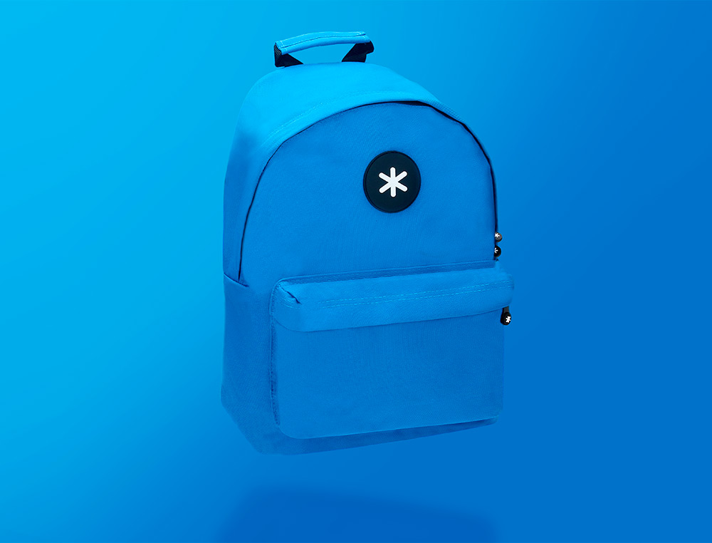 MOCHILA ANTARTIK CON ASA Y BOLSILLOS CON CREMALLERA COLOR AZUL 310X160X410 MM