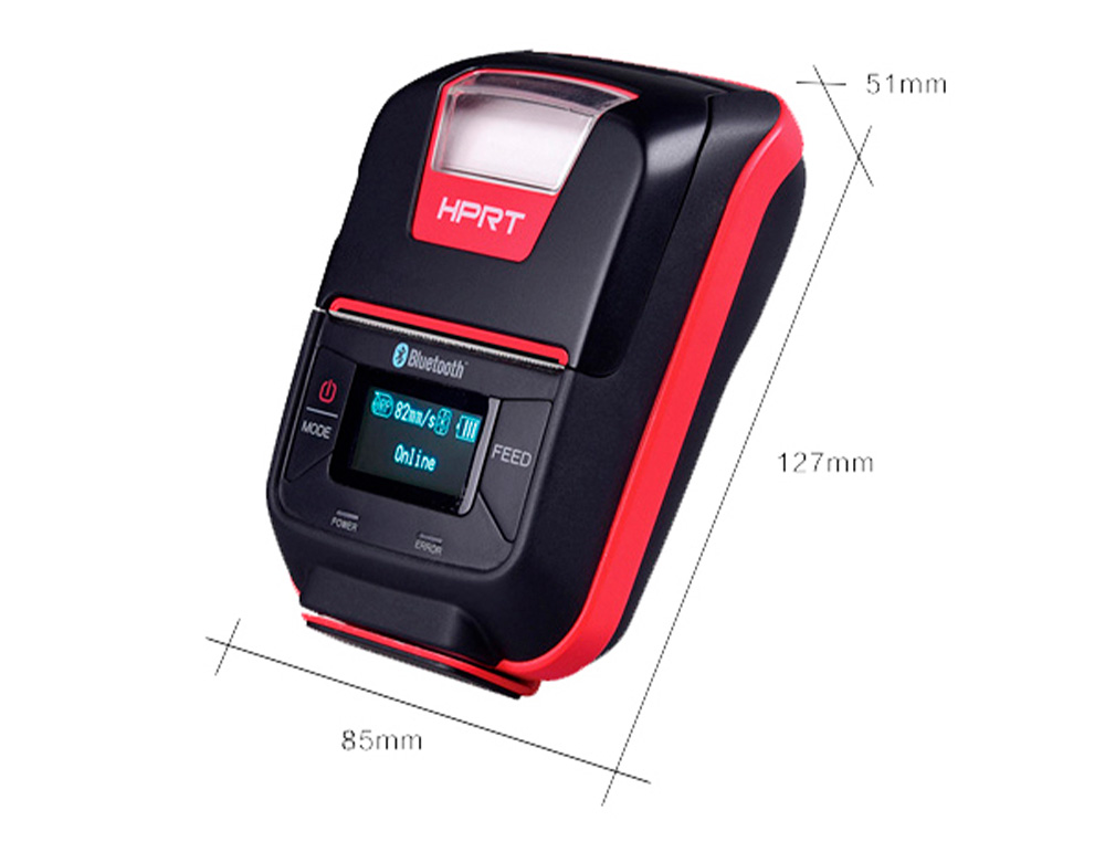 IMPRESORA DE ETIQUETAS HPRT HM-200 PORTATIL TERMICA VISOR OLED ANCHO DE PAPEL 58 MM BATERIA ION DE LITIO