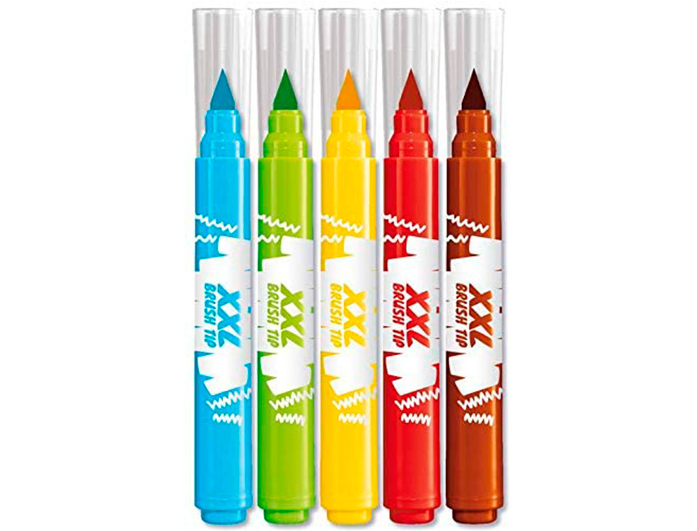 ROTULADOR MAPED COLOR PEPS JUMBO PUNTA PINCEL CAJA DE 5 COLORES SURTIDOS