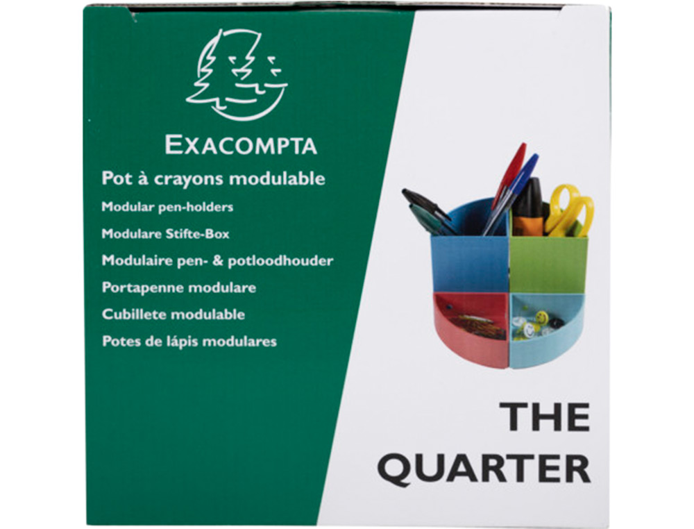 ORGANIZADOR DE SOBREMESA EXACOMPTA AQUAREL THE QUARTER 4 COMPARTIMENTOS MODULABLES COLORES PASTEL 120X120X83 MM