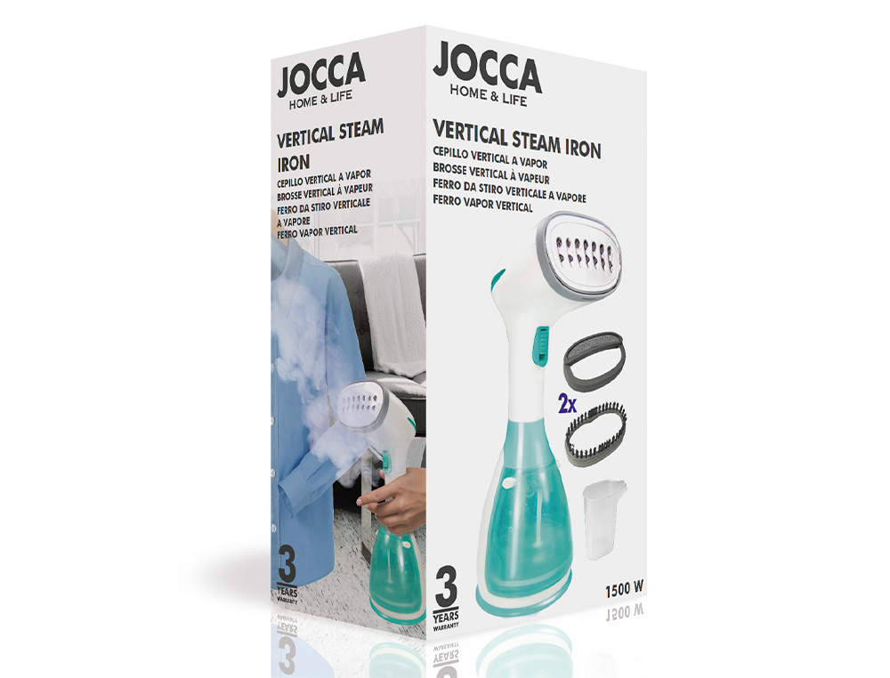 PLANCHA CEPILLO A VAPOR JOCCA VERTICAL SISTEMA ANTIGOTEO 1500W DEPOSITO 280 ML 290X170X120 MM