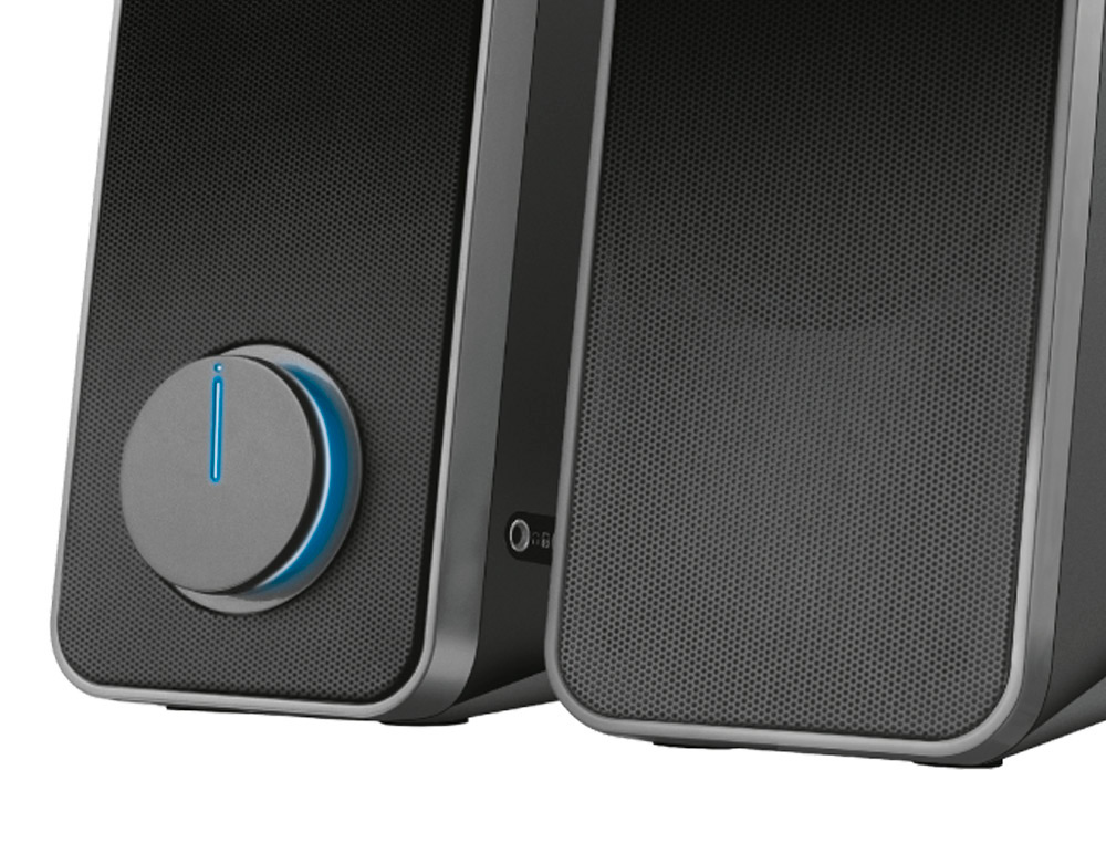 ALTAVOCES TRUST ARYS 2.0 POTENCIA MAXIMA 28W CONTROL DE VOLUMEN Y CONEXION AURICULARES USB COLOR NEGRO