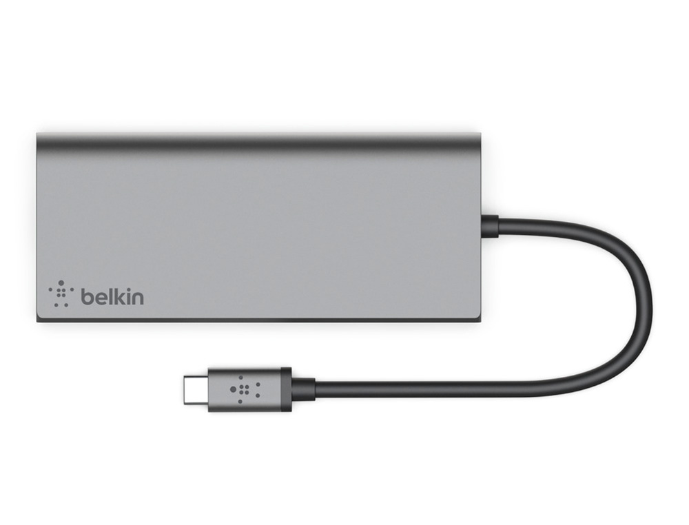 ADAPTADOR BELKIN AVC008BTSGY MULTIPUERTO USB-C A ETHERNET / USB-C / USB-A / HDMI / SD COLOR GRIS
