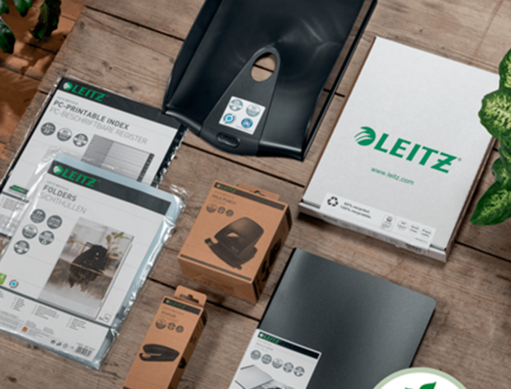 ARCHIVADOR DE PALANCA LEITZ RECYCLE DIN A4 CARTON RECICLADO Y RECICLABLE 100% 180 LOMO 80 MM NEGRO