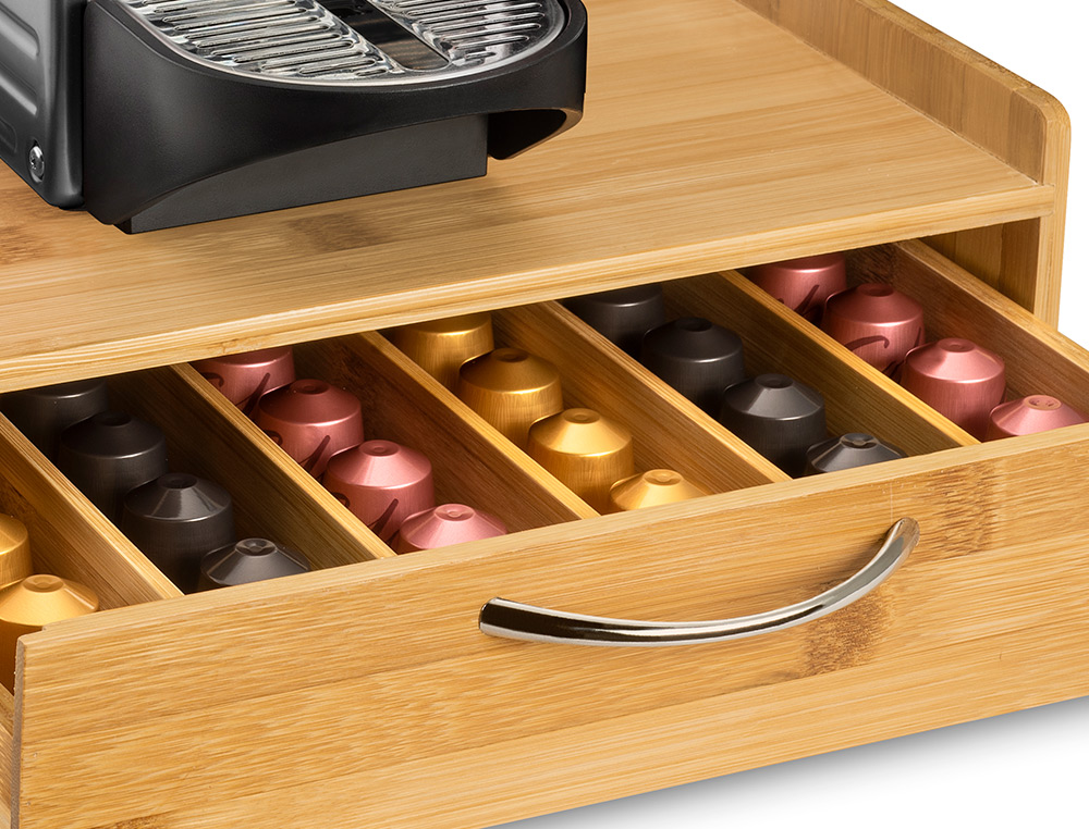 SOPORTE PARA CAPSULAS DE CAFE CEP SILVA BAMBU 1 CAJON 305X326X98 MM