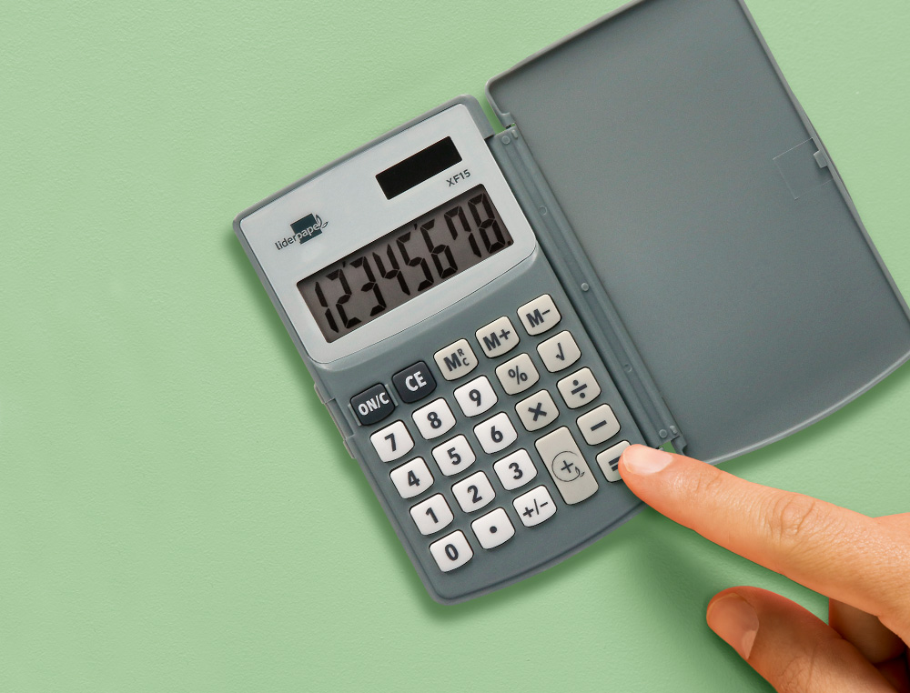 CALCULADORA LIDERPAPEL BOLSILLO XF15 10 DIGITOS CON TAPA SOLAR Y PILAS COLOR GRIS 123X75X12 MM