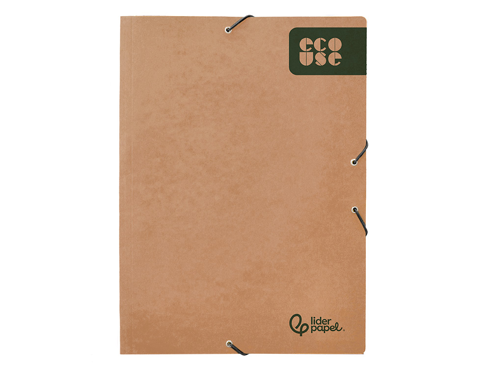 CARPETA LIDERPAPEL GOMAS DIN A4+ 3 SOLAPAS ECOUSE CARTULINA 400 G/M2 COLOR KRAFT MARRON