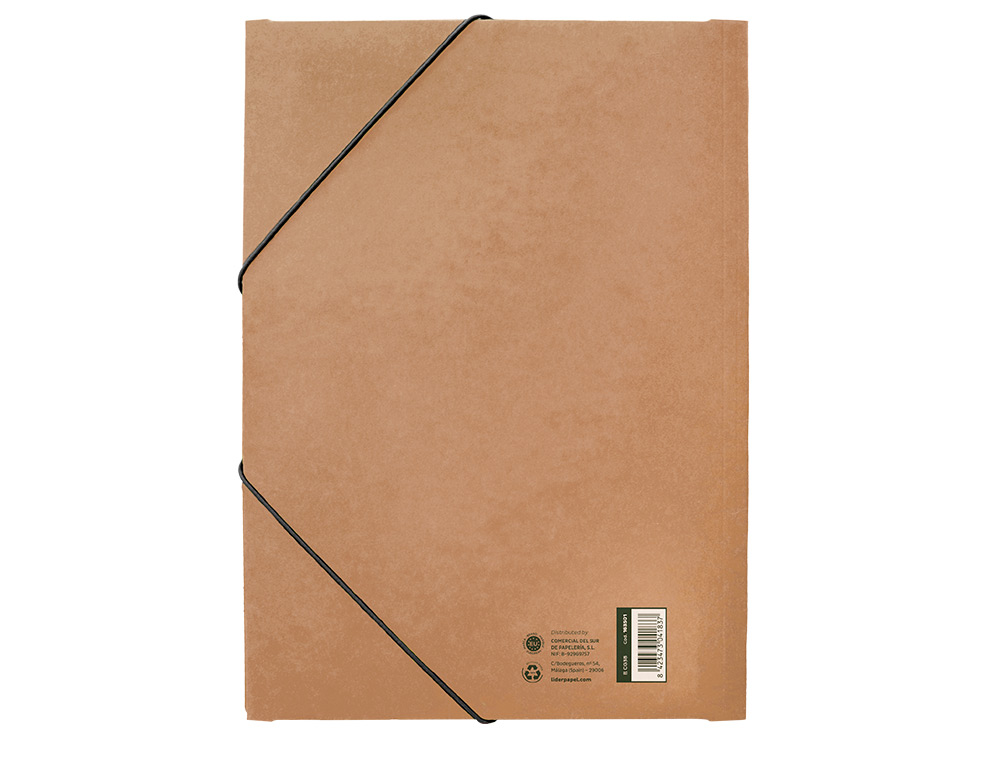 CARPETA LIDERPAPEL GOMAS DIN A4+ 3 SOLAPAS ECOUSE CARTULINA 400 G/M2 COLOR KRAFT MARRON
