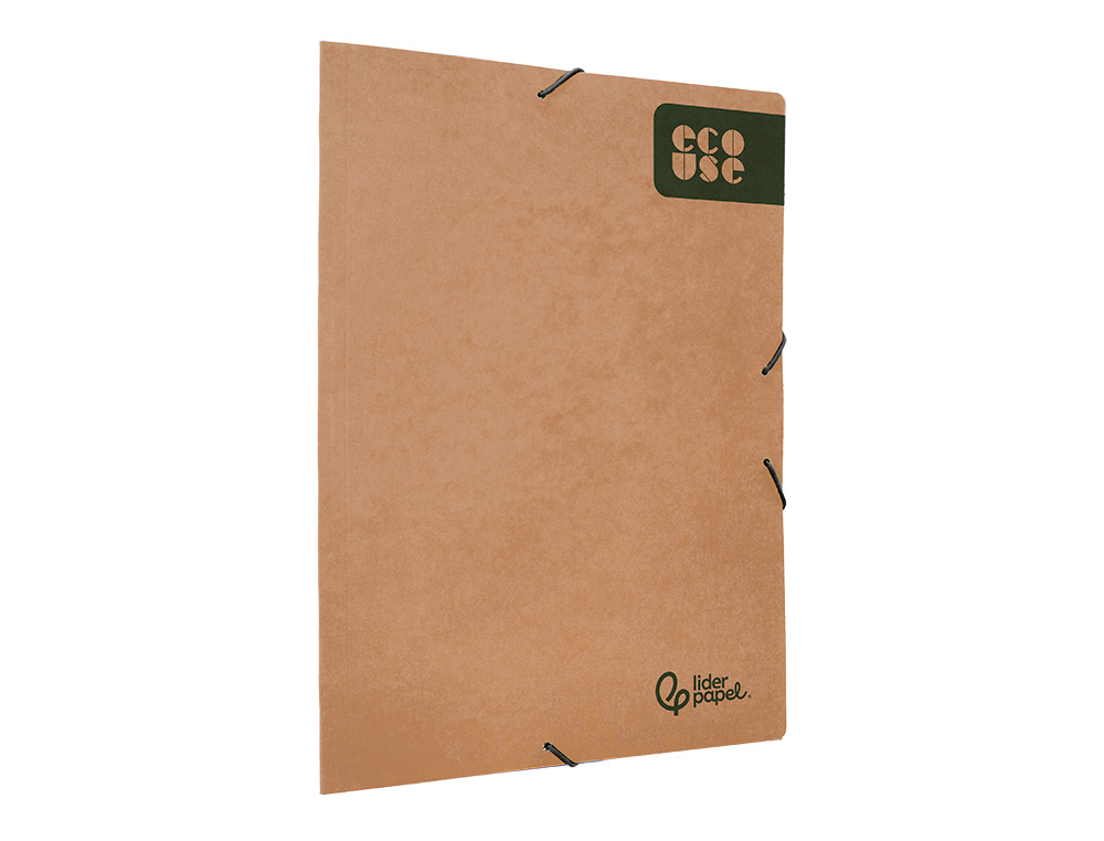 CARPETA LIDERPAPEL GOMAS DIN A4+ 3 SOLAPAS ECOUSE CARTULINA 400 G/M2 COLOR KRAFT MARRON