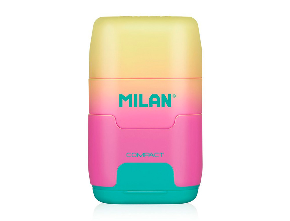 SACAPUNTAS MILAN COMPACT SUNSET PLASTICO 2 USOS CON GOMA DE BORRAR COLORES SURTIDOS