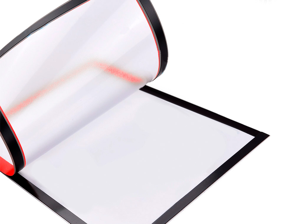 MARCO PORTA ANUNCIOS LIDERPAPEL MAGNETICO DIN A4 DORSO ADHESIVO REMOVIBLE COLOR ROJO