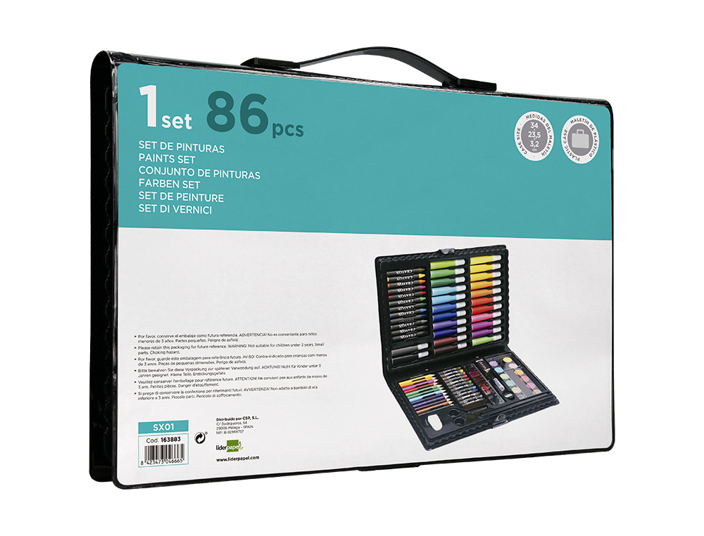 ESTUCHE DE PINTURA LIDERPAPEL PLASTICO 86 PIEZAS 34X23X3,2 CM