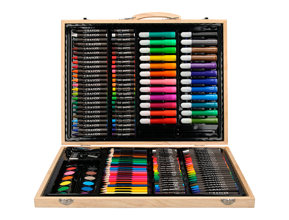 ESTUCHE DE PINTURA LIDERPAPEL MADERA 168 PIEZAS MALETIN 39,3X30X4,8 CM