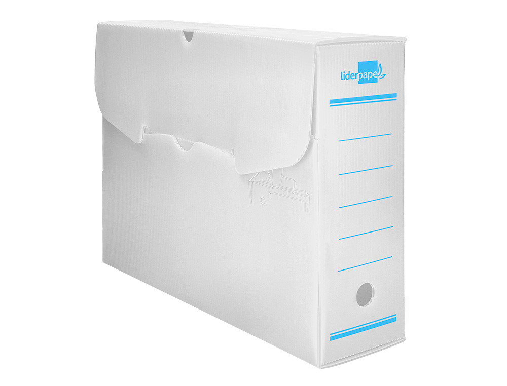 CAJA ARCHIVO DEFINITIVO PLASTICO LIDERPAPEL LOMO 100 MM BLANCO 360X100X260 MM