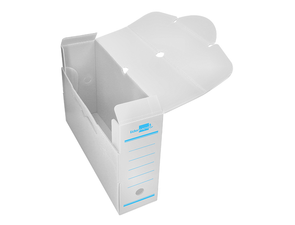 CAJA ARCHIVO DEFINITIVO PLASTICO LIDERPAPEL LOMO 100 MM BLANCO 360X100X260 MM