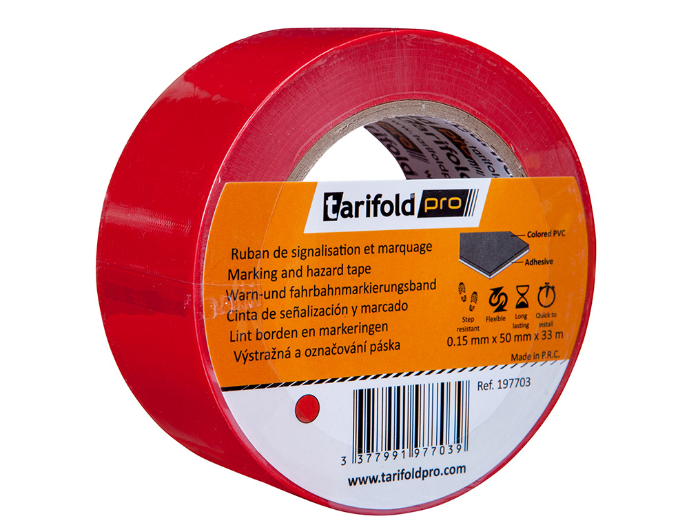 CINTA ADHESIVA DJOIS PARA MARCAJE Y SEALIZACION DE SUELO 33 MT X 50 MM COLOR ROJO