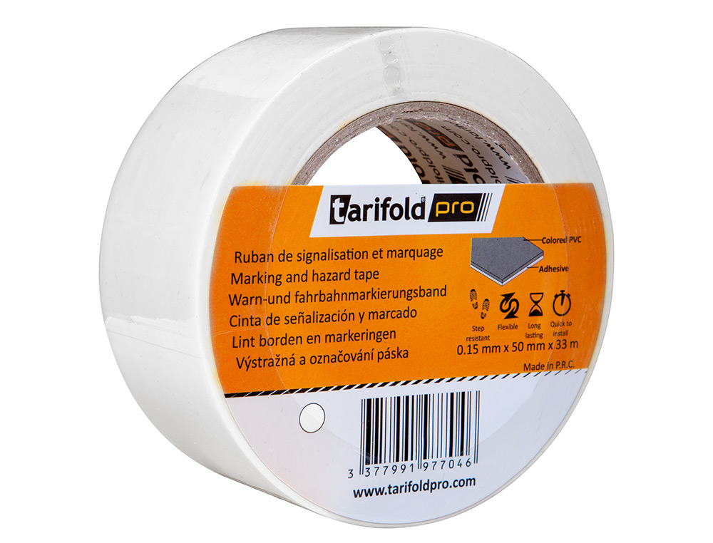 CINTA ADHESIVA DJOIS PARA MARCAJE Y SEÑALIZACION DE SUELO 33 MT X 50 MM COLOR BLANCO