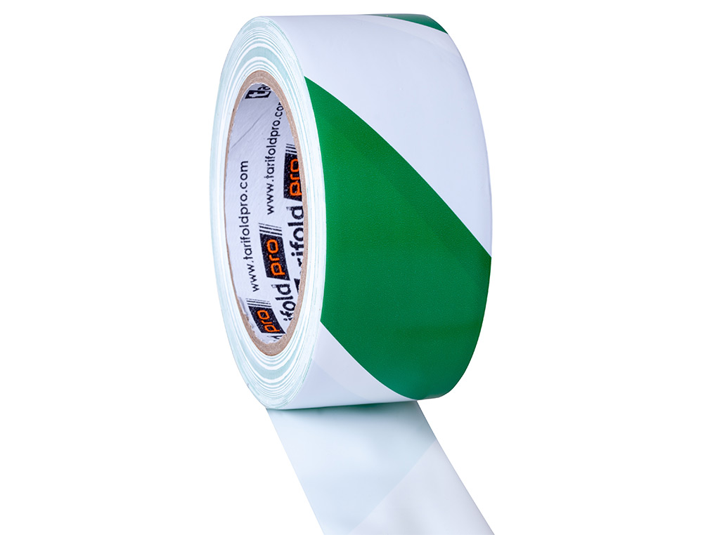 CINTA ADHESIVA DJOIS SEGURIDAD PARA MARCAJE Y SEÑALIZACION DE SUELO 33 MT X 50 MM COLOR BLANCO/VERDE