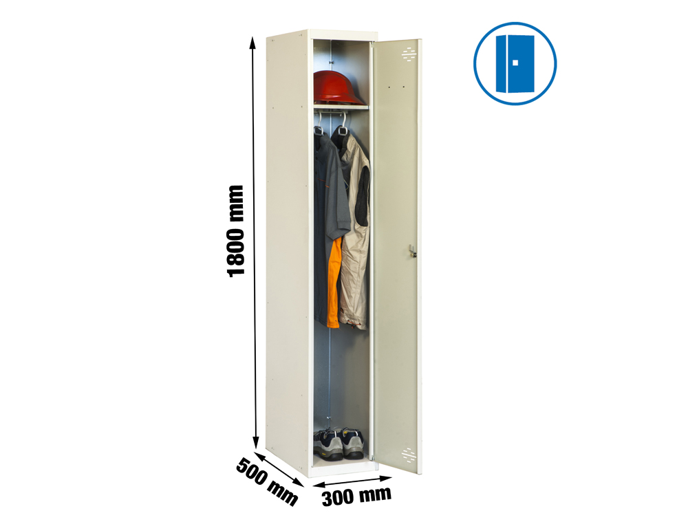 TAQUILLA METALICA SIMONRACK 1 PUERTA CON CERRADURA MONTADA RESPIRADERO Y ETIQUETERO GRIS/GRIS 1800X500X300 MM