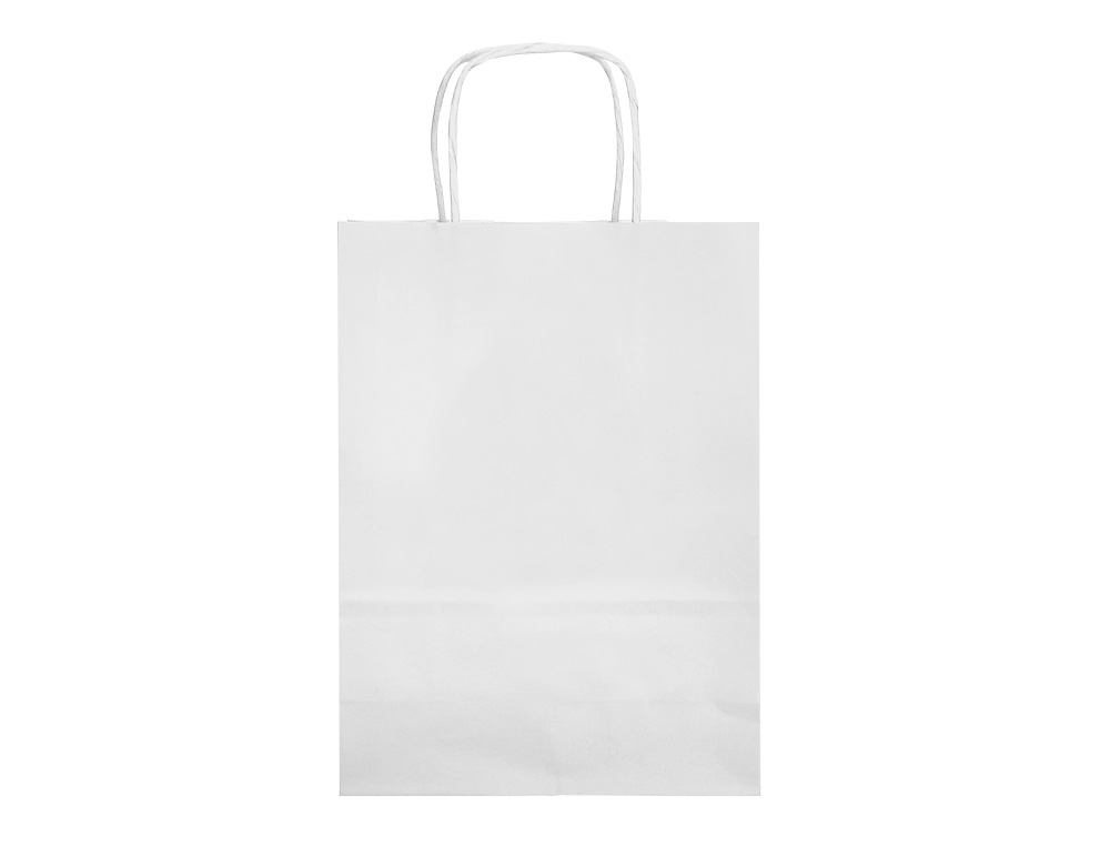 BOLSA PAPEL Q-CONNECT CELULOSA BLANCO S CON ASA RETORCIDA 240X320X10 MM