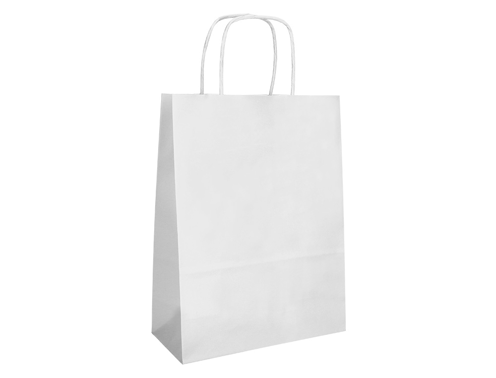 BOLSA PAPEL Q-CONNECT CELULOSA BLANCO S CON ASA RETORCIDA 240X320X10 MM