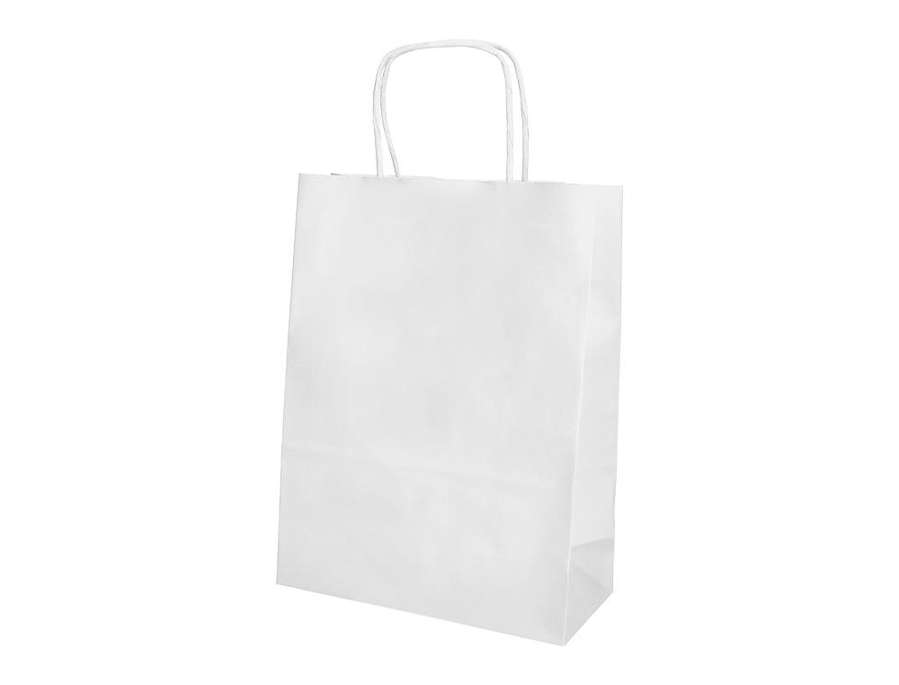 BOLSA PAPEL Q-CONNECT CELULOSA BLANCO S CON ASA RETORCIDA 240X320X10 MM