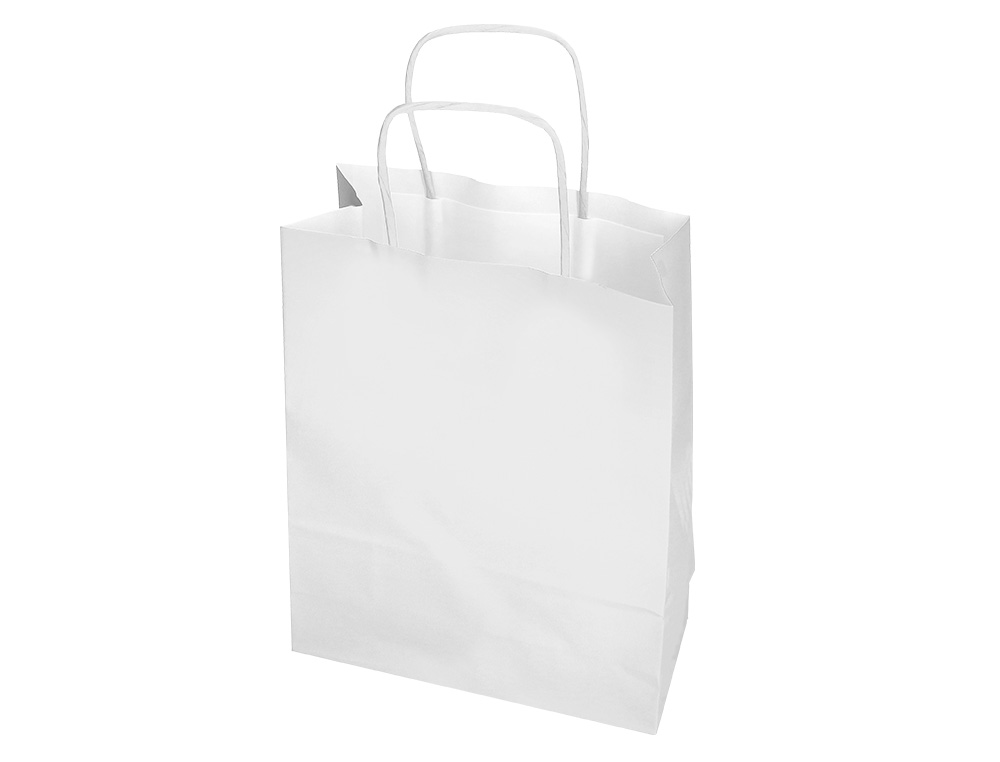 BOLSA PAPEL Q-CONNECT CELULOSA BLANCO S CON ASA RETORCIDA 240X320X10 MM