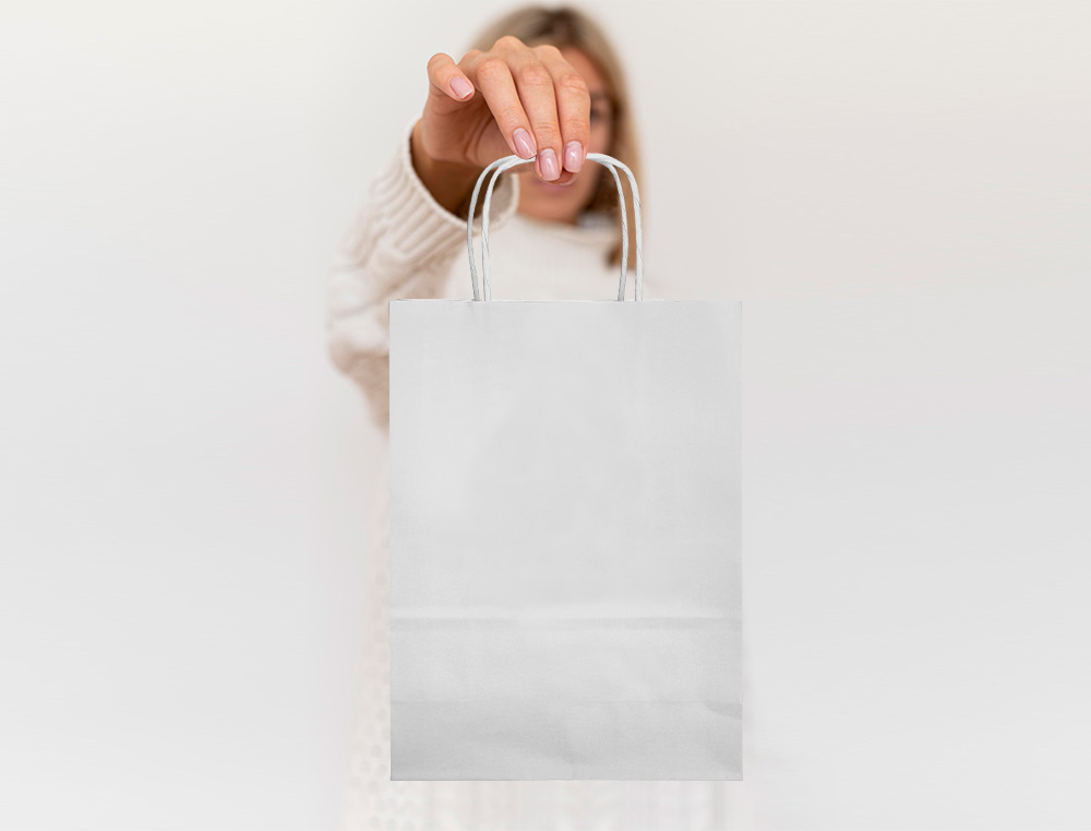 BOLSA PAPEL Q-CONNECT CELULOSA BLANCO S CON ASA RETORCIDA 240X320X10 MM