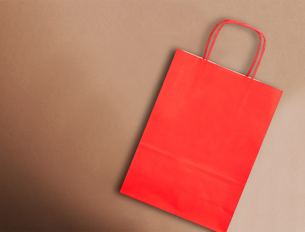 BOLSA PAPEL Q-CONNECT CELULOSA ROJO S CON ASA RETORCIDA 240X320X100 MM