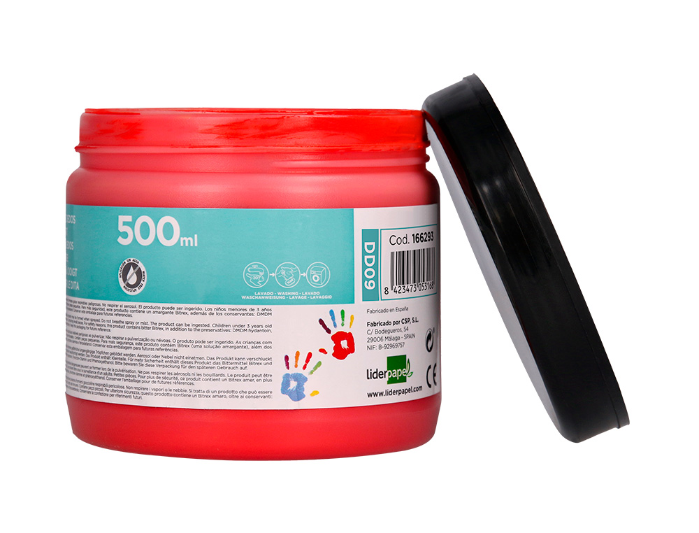PINTURA DEDOS LIDERPAPEL TARRINA DE 500 ML ROJO