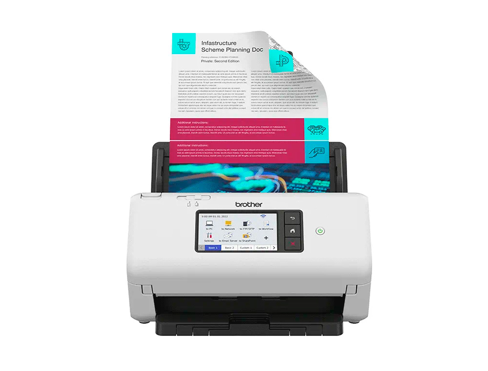 ESCANER BROTHER SOBREMESA ADS4700W DOBLE CARA TAMAÑO A4 RESOLUCION 600 PPP VELOCIDAD 80 PPM USB 3.0 WIFI