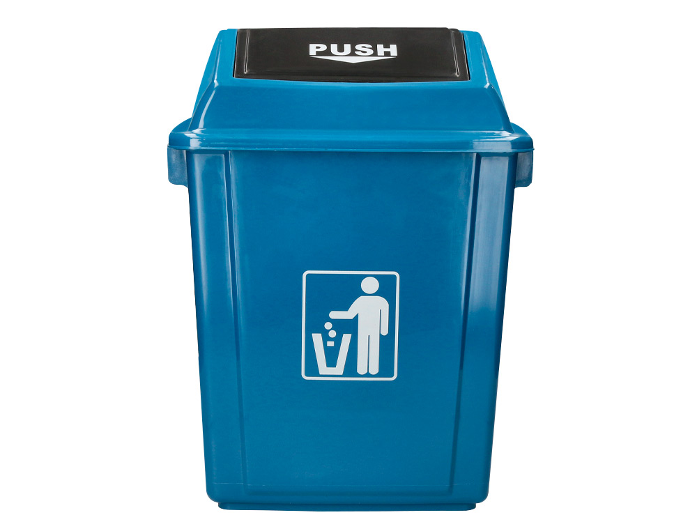 PAPELERA CONTENEDOR Q-CONNECT PLASTICO CON TAPA DE BALANCIN 20 LITROS AZUL 340X240X450 MM