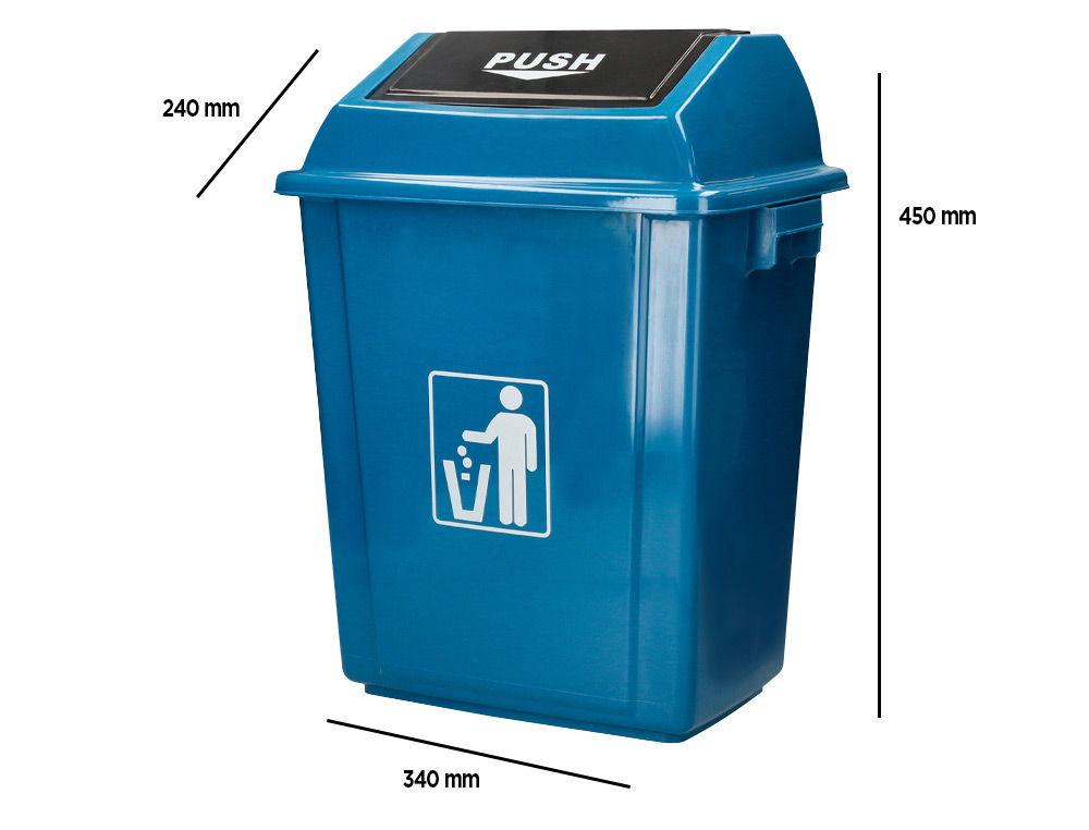 PAPELERA CONTENEDOR Q-CONNECT PLASTICO CON TAPA DE BALANCIN 20 LITROS AZUL 340X240X450 MM