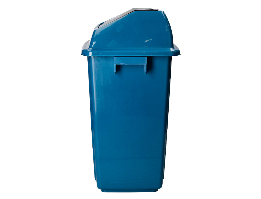 PAPELERA CONTENEDOR Q-CONNECT PLASTICO CON TAPA DE BALANCIN 20 LITROS AZUL 340X240X450 MM