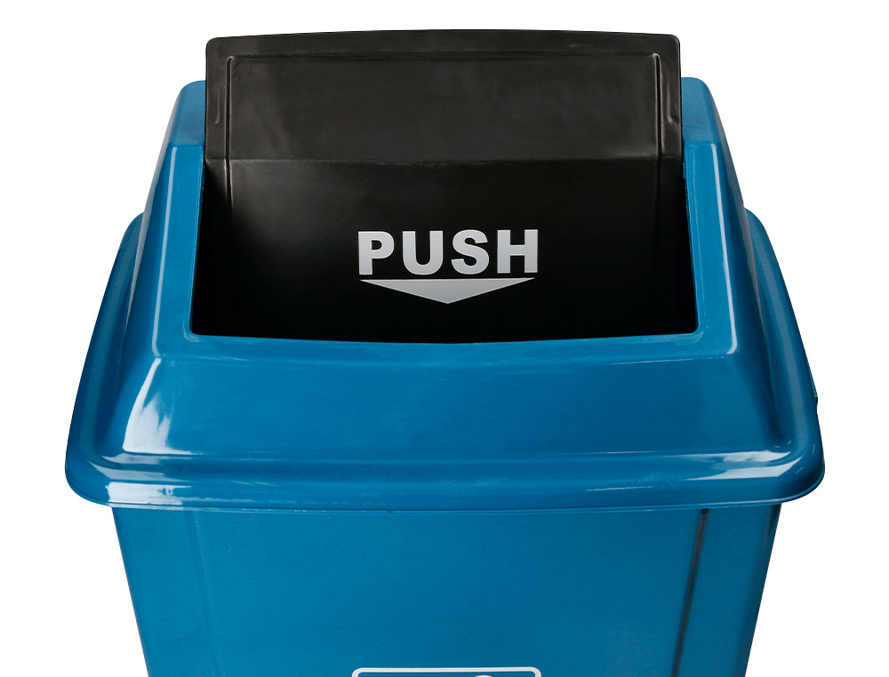 PAPELERA CONTENEDOR Q-CONNECT PLASTICO CON TAPA DE BALANCIN 20 LITROS AZUL 340X240X450 MM