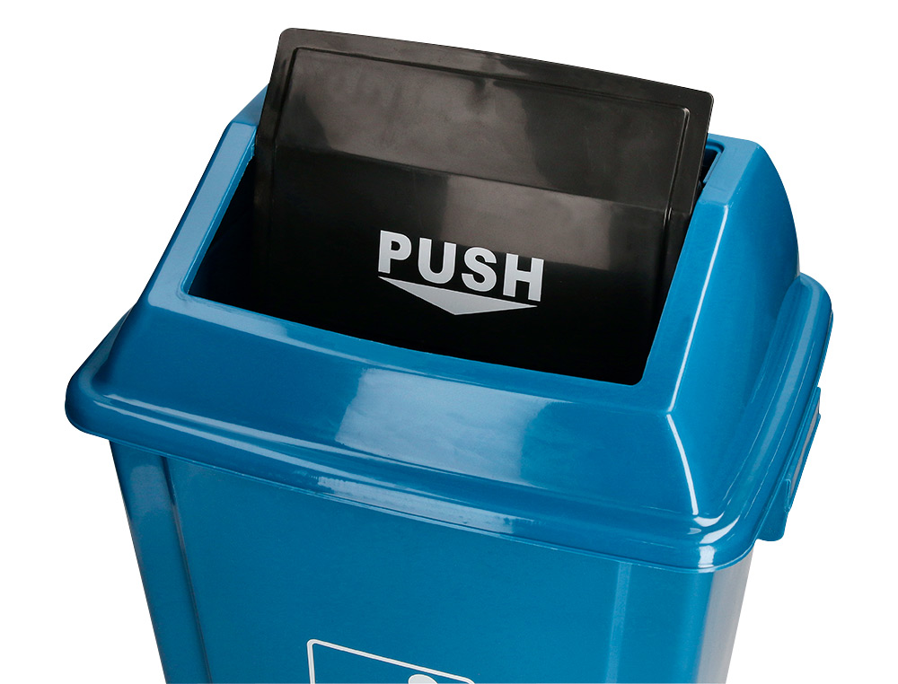 PAPELERA CONTENEDOR Q-CONNECT PLASTICO CON TAPA DE BALANCIN 20 LITROS AZUL 340X240X450 MM