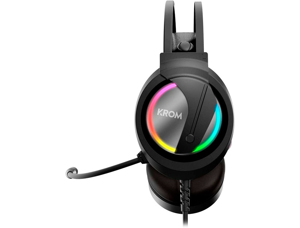 AURICULAR KROM KAPPA GAMING ESTEREO CON MICROFONO FLEXIBLE ILUMINACION LED RGB RAINBOW LONGITUD CABLE 210 CM