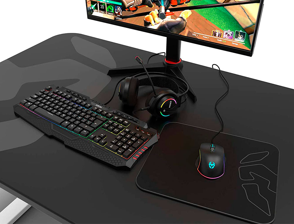 AURICULAR KROM KAPPA GAMING ESTEREO CON MICROFONO FLEXIBLE ILUMINACION LED RGB RAINBOW LONGITUD CABLE 210 CM